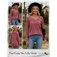 thumbnail image 7 of HUBERY Women Rib Knitted V Neck Long Sleeve Solid Color Pullover Top, 7 of 7