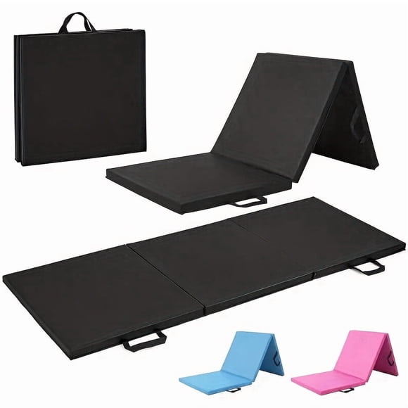 1pc Black Folding Gym Mat - Versatile PU Foam Pad for Home Workouts, Easy Storage Design, Durable & Lightweight, Perfect for Gymnastics, Fitness Training, and Multi-Use at Home, Gym Accessories,Black