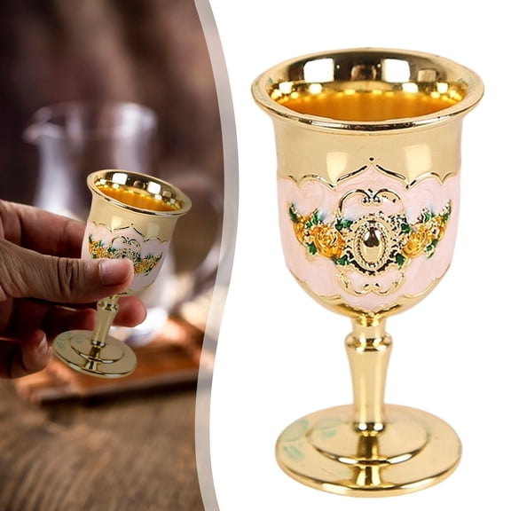 Vintage Ornate Wine Goblets, Embossed Gold Silver Plated Decorative Goblets, Small Goblet Cups, Elegant Mini Goblets for Wedding Party, Home Bar Goblets for Liquor, Wine Serving
