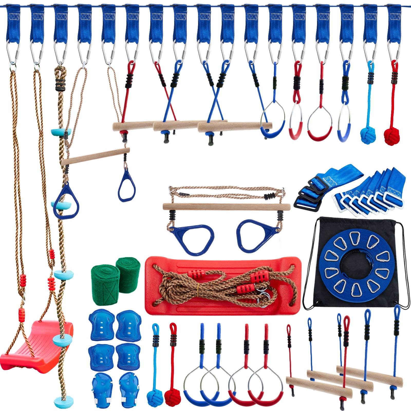 Kit Escalade Arbre Ninja Warrior - 12 Prises + 6 Sangles - Enfants/Adultes - Entraînement Extérieur