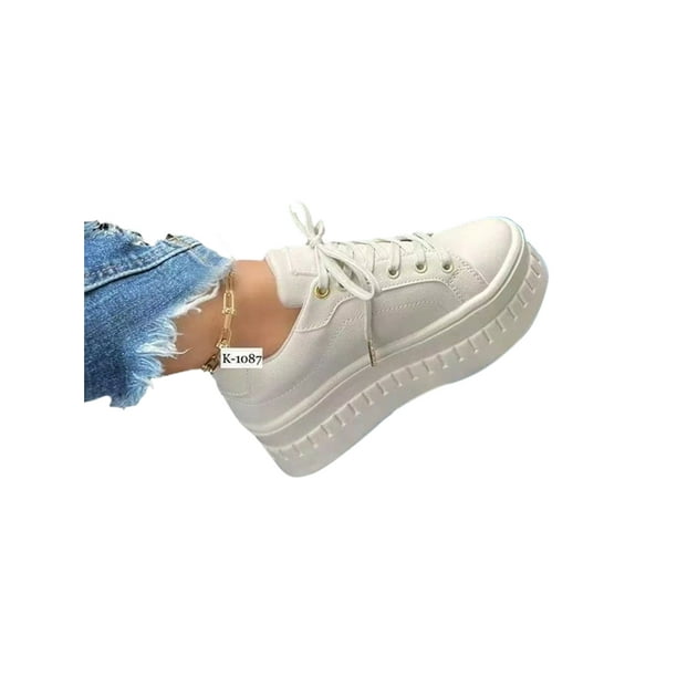 Lace up top platform sneakers