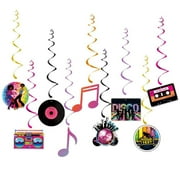 18Pcs Disco Themed Party Hanging Swirls 70s 80s 90s Musical Note Spiral Dancing Birthday Party Spiral Ceiling Decoration