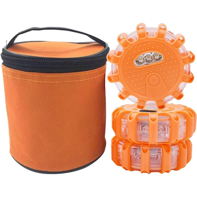 Potente baliza LED naranja, luz estroboscópica para automóvil, baliza para tractor agrícola, baliza LED con funcionamiento a batería, luz de emergencia para automóvil con luz intermitente