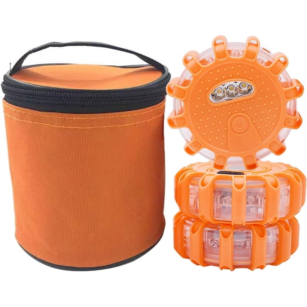 Potente baliza LED naranja, luz estroboscópica para automóvil, baliza para tractor agrícola, baliza LED con funcionamiento a batería, luz de emergencia para automóvil con luz intermitente