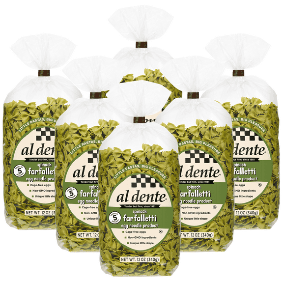 Al Dente Spinach Farfalletti Pasta, 12-Ounce Bags (Pack of 6)