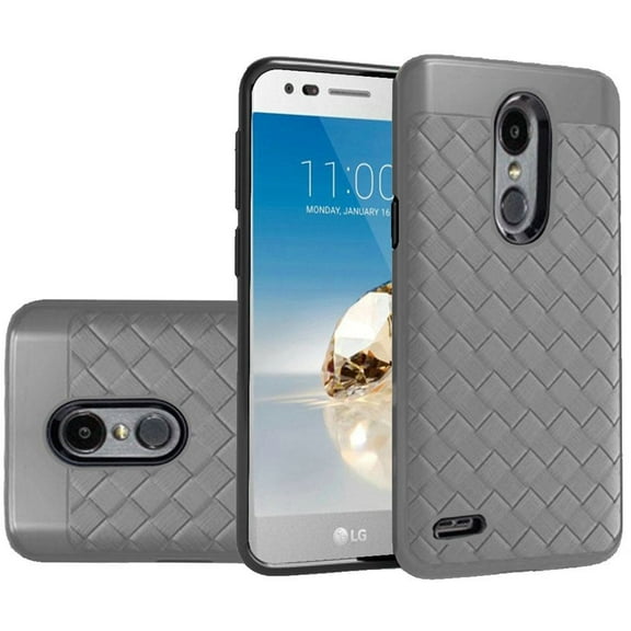GSA Woven Textured Design Dual Hybrid Case For LG Aristo3/Aristo2 - Gray