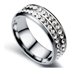 thumbnail image 1 of Anillo de acero de titanio con doble fila de diamantes, anillo de acero inoxidable de moda para parejas, joyería para mujer, 1 of 6