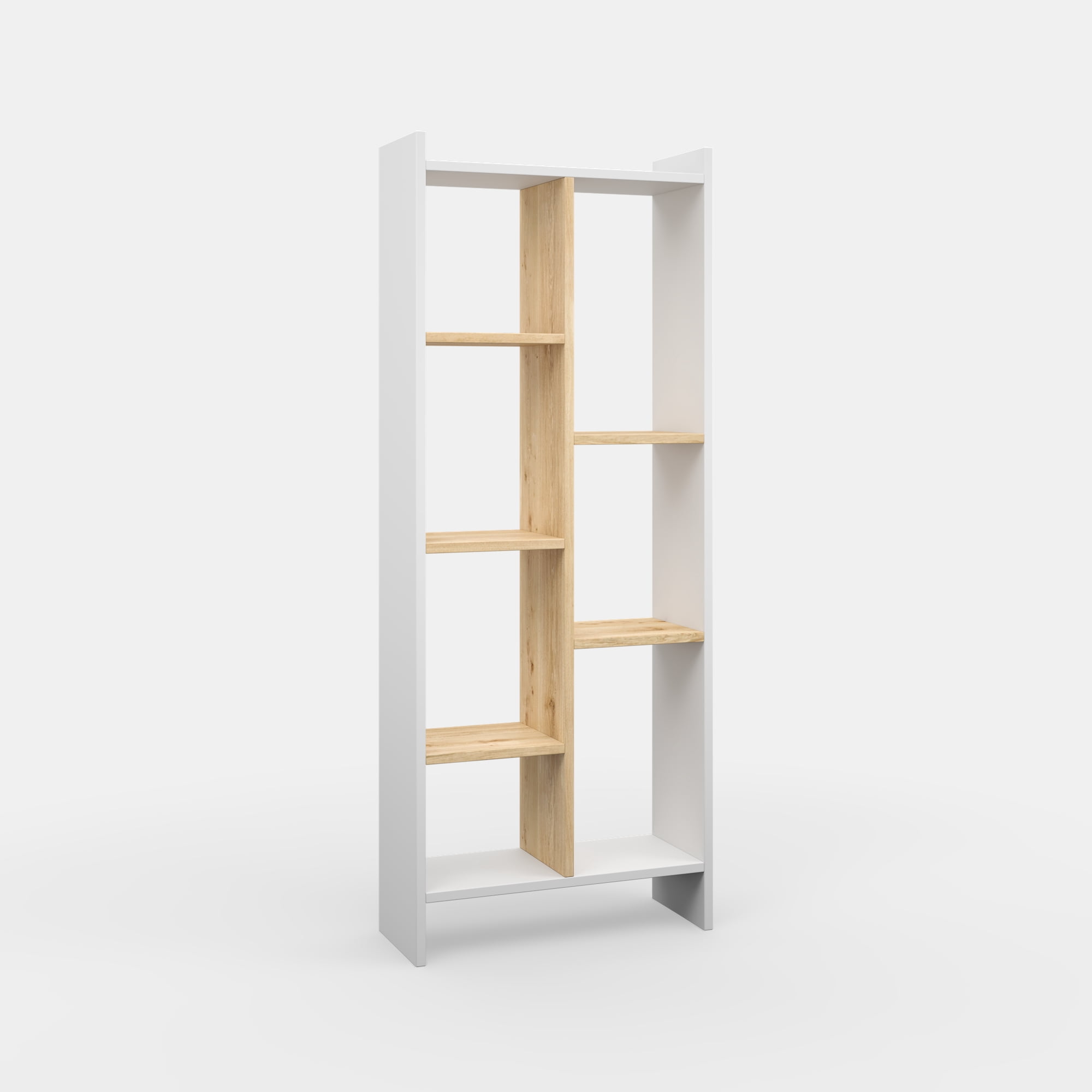Ada Home Decor Eden 4 Tier Open Shelf Modern Bookcase, Oak/White