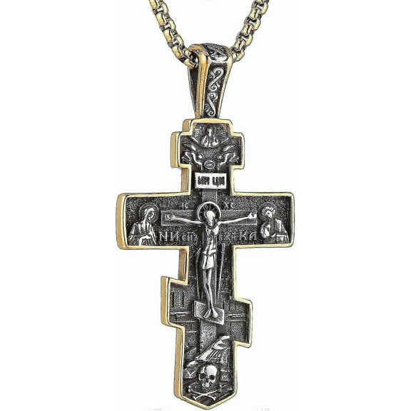 Cy trendy Eastern Orthodox Cross Necklace for Men Women Retro Religious Jesus Crucifix Byzantine Cross Christian Pendant Jewelry Gift