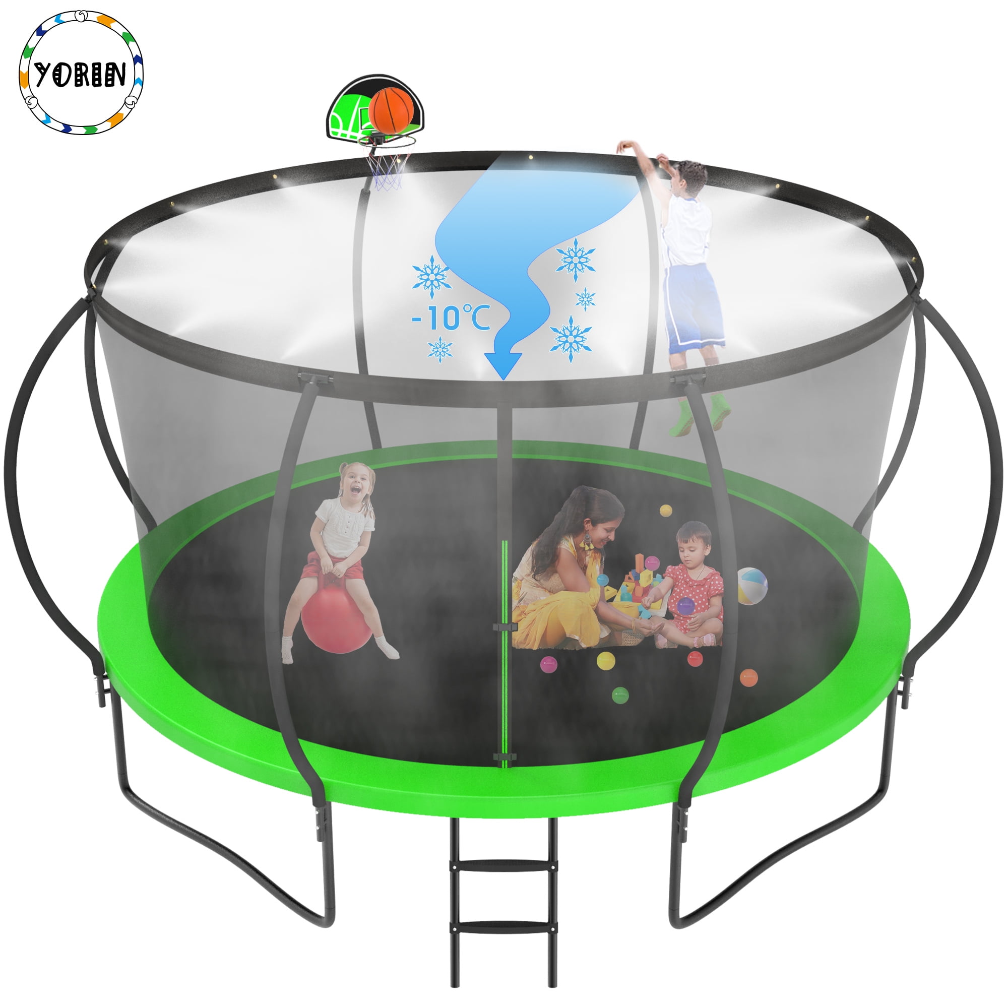 YORIN Trampoline with Misting Cooling System, 1200LBS 12FT Trampoline