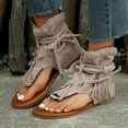 thumbnail image 2 of Mostsola Flip Flops for Women Suede Gladiator Sandals Cowboy Cowgirl Ankle Boots Casual Flats, 2 of 6