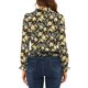 thumbnail image 3 of Blusa de mujer con cintura fruncida y dobladillo con volantes, cuello alto, floral y de puntos, color negro, 3 of 5