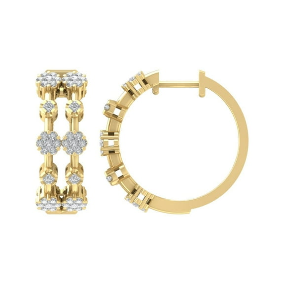 ARAIYA 10K Yellow Gold Round Diamond Hoop Earrings (3/4 cttw, I2-I3 Clarity, I-J Color)