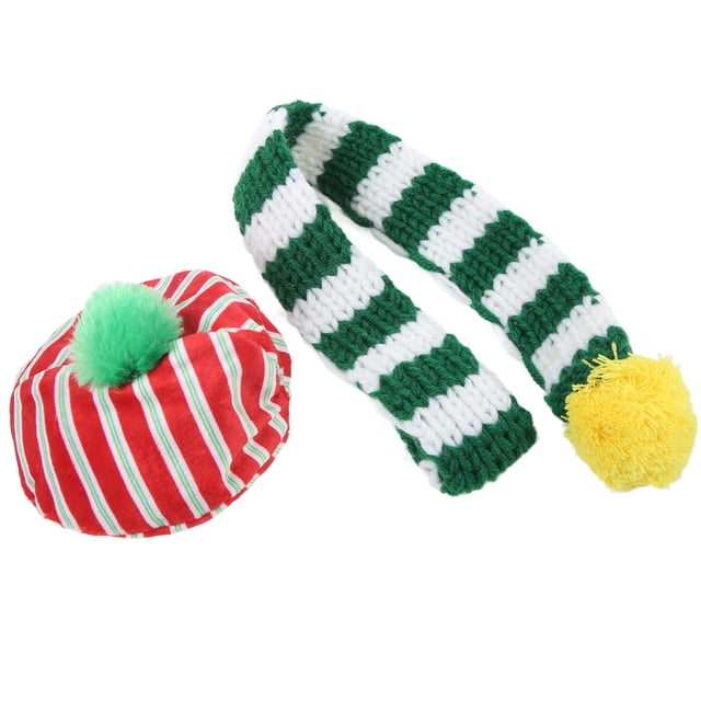 Conjunto de gorro y bufanda para perro, adorable gorro de punto navideño para mascotas, gatos, perros pequeños, medianos y grandes, blanco + verde M