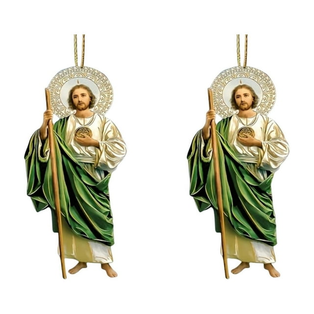 Visland 2D Acrylic Jesus Christ Ornament Car Rearview Mirror Hanging Decor Auto Interior Religious Gift for Christian Retro Faith Accessories