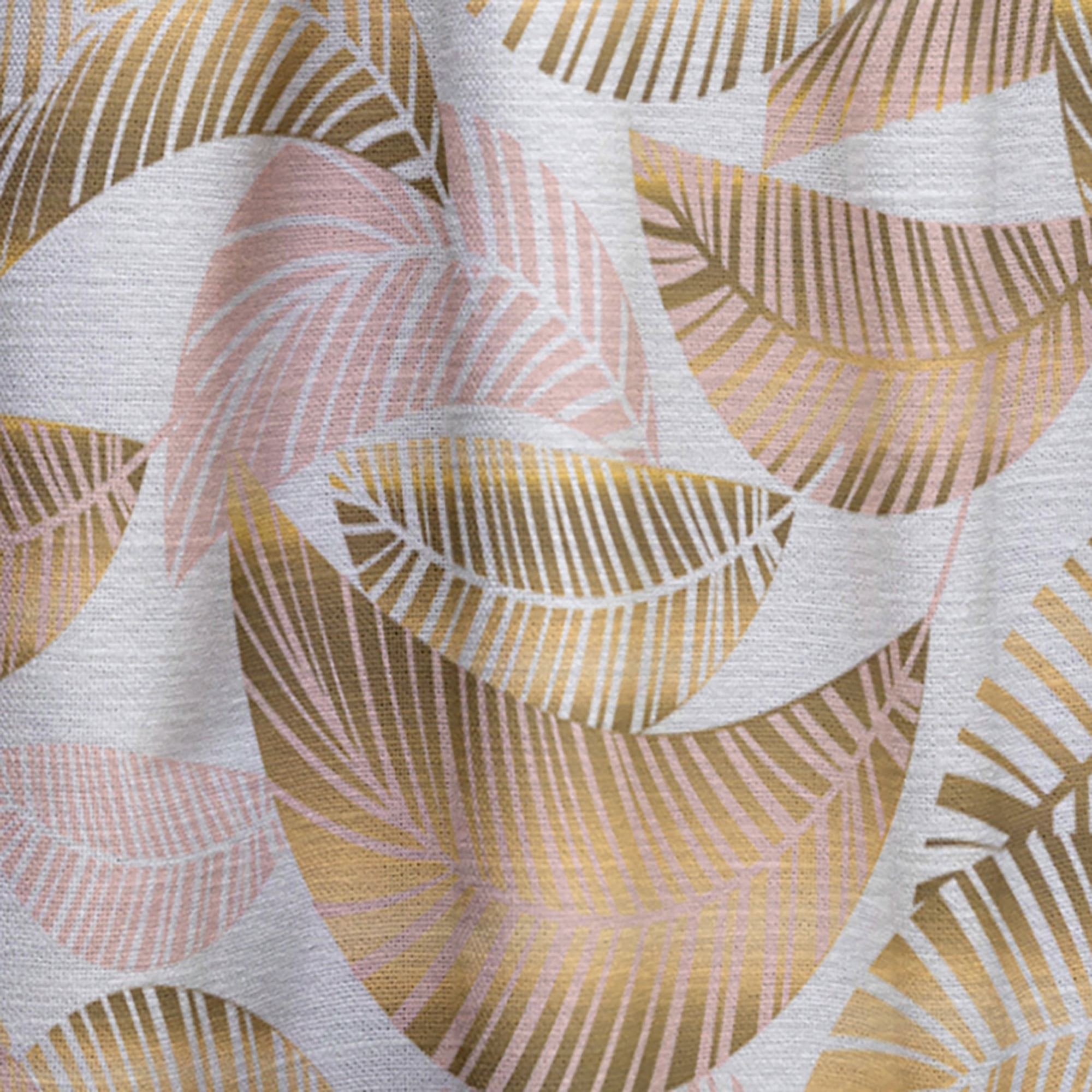 Designart 'Golden Tropical Leaves Pattern III' Mid-Century Modern Curtain Panel