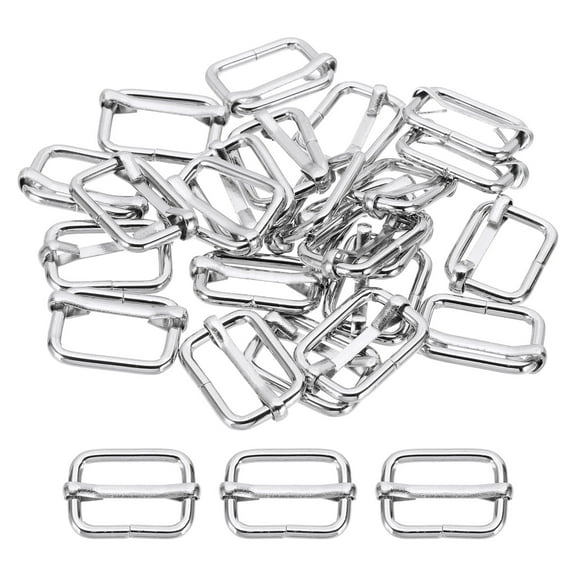 Uxcell Slide Buckle 36 Pcs Metal Tri-Glide Strap Adjuster 0.75x1.06in