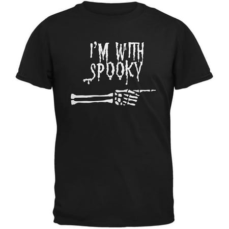 Halloween I'm With Spooky Black Adult T-Shirt