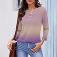 thumbnail image 2 of Jalioing Womens Long Sleeve Top Gradient Color Fall Shirt Crew Neck Button Plus Size Casual Tops, 2 of 5