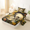 thumbnail image 2 of Homewish Spooky Skull Skeleton Twin Sheets,Daisy Floral Bedding,Halloween Bed Set,3pcs,1 Fitted Sheet and 1 Pillowcase, 2 of 6