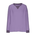 thumbnail image 4 of CaComMARK PI Women's Waffle Top Clearance Long Sleeve Round Neck Loose T-Shirt Fashion Casual Pullover Purple 12(XXL), 4 of 6