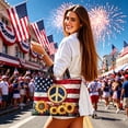 thumbnail image 2 of Fuebueo Patriotic Tote Bag for Women, 4th of July Quilted Shoulder Bag for Women, American Flag Sunflower Purse with Peace Sign, Large Capacity Travel Canvas Handbag, Perfect Gift, 2 of 7