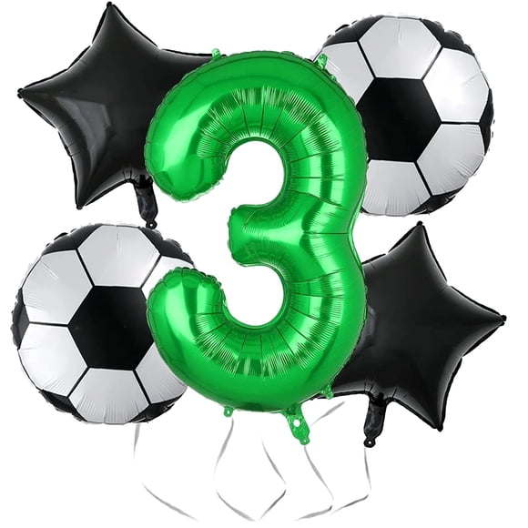 Set de globos de fútbol para fiesta de 3er cumpleaños hzqruqh