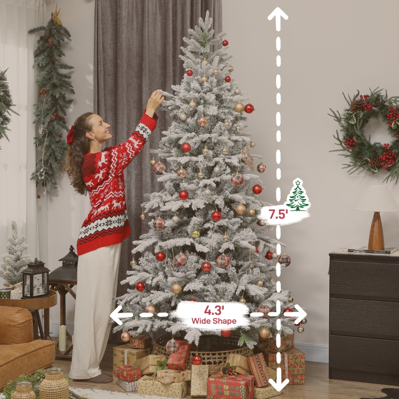 Alvantor Christmas Tree Frosted Artificial with 1762 Tips & Metal Stand 51.2x51.2x90 in 7.5ft Green