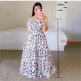 thumbnail image 2 of Woman Long Dresses for Flower Suspender Female Summer Party short Elegant Casual Boho Holiday Dress Girl Off Shoulder Lady Print, 2 of 7