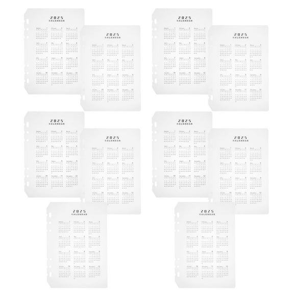 10pcs Monthly Planner Refill 2025 Calendar Binder Inserts 6 Hole Notebook Separators for A5 Cover Bill Saving Organizer