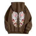 thumbnail image 5 of felwors Oversized Angel Wings Graphic Hoodie for Teens & Young Adults - Trendy Y2K Preppy Long Sleeve Sweatshirt with Heart & Rose Accents & Pockets(Coffee, XL), 5 of 5