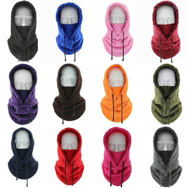 Men Women Winter Balaclava Warm Soft Fleece Drawstring Neck Gaiter Cycling Hiking Running Outdoors Hat