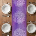 thumbnail image 6 of Boho Floral Table Runner - 48 Inch Long, Kitchen Dining Table Runner Dresser Scarves, Purple Flowers Vintage Bohemian Watercolor Farmhouse Decor for Coffee Tables Wedding Party Banquet, 6 of 8