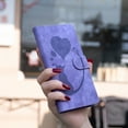 thumbnail image 6 of Flip Case for iPhone 14 with Wrist Strap PU Leather Inner TPU Material Wallet Case with Card Slot Magnetic Clasp[RFID Blocking] Stand Function Dustproof Cover Cat Love Pattern-Purple, 6 of 15
