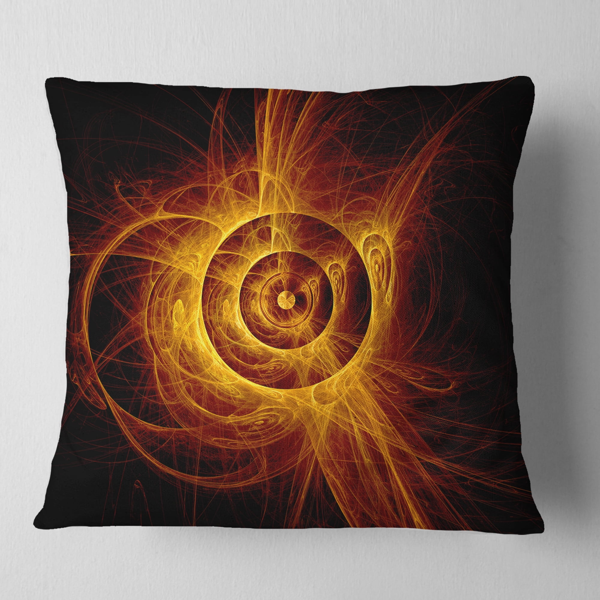 Designart The Flashing Yellow Flame - Abstract Throw Pillow - 16x16