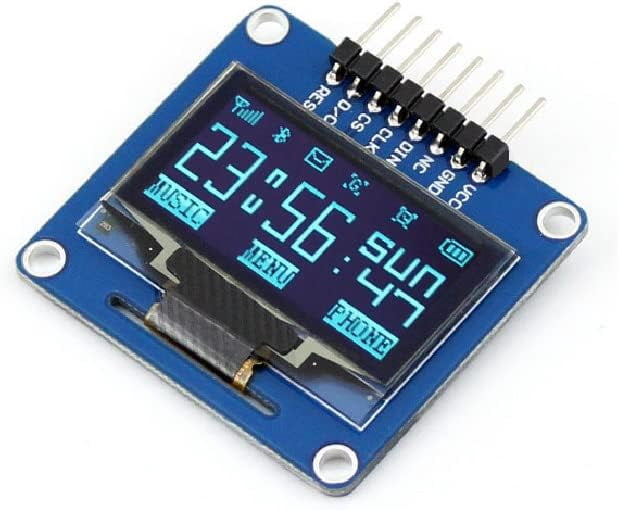 1.3 Inch OLED Display, SH1106 Driver, SPI/I2C Interface, 128x64 Resolution, Blue, 3.3V/5V Compatible with , Arduino, STM32, Jetson Nano - Curved Pinheader