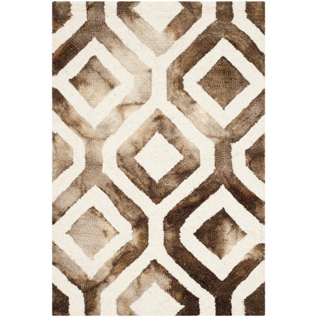 Safavieh Dip Dye Collection DDY679L Handmade Geometric Watercolor Ivory and Chocolate Wool Area Rug (3' x 5')