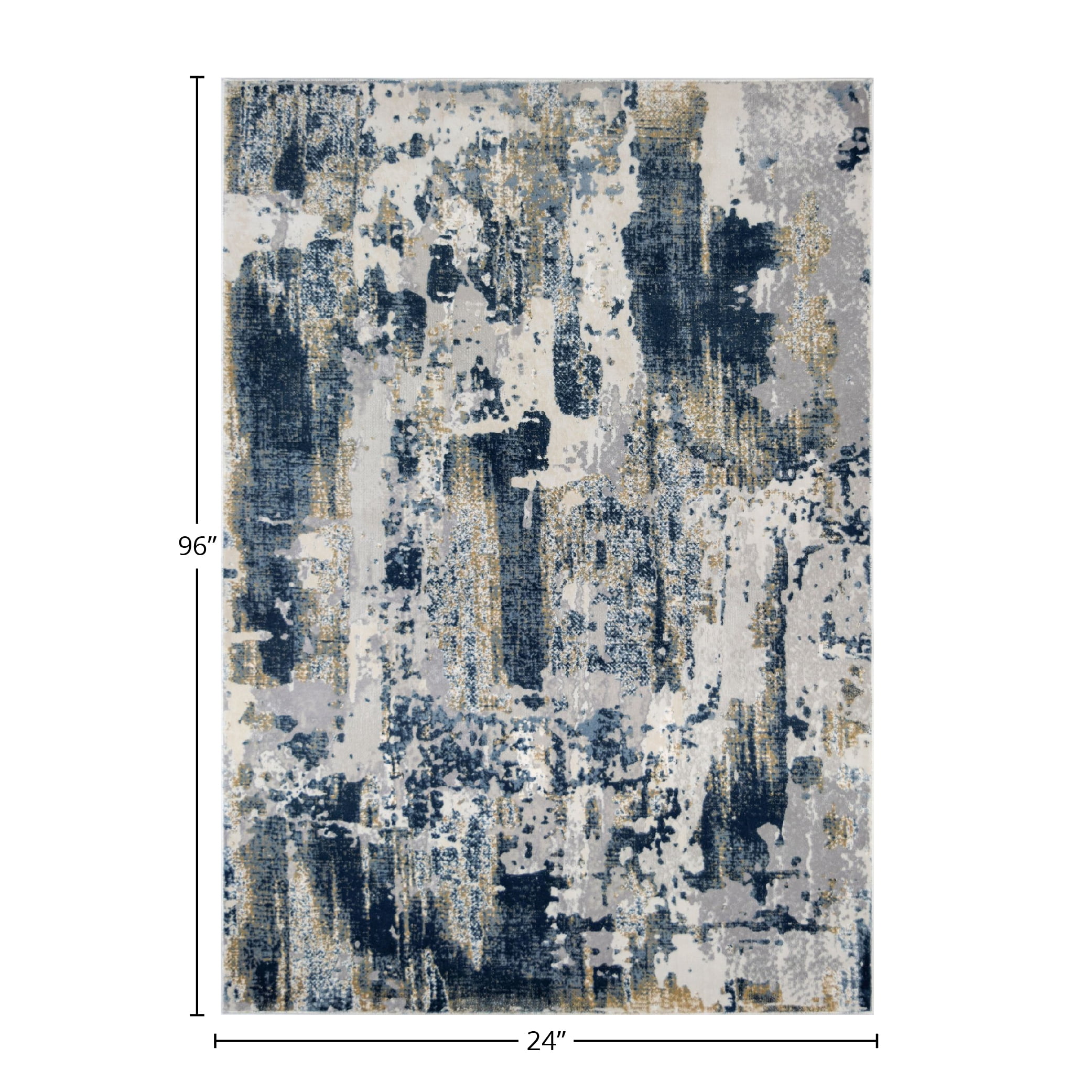 Rugs America Astor AD40D Sapphire Blue Transitional Abstract Ivory Area Rug, 2'x8'