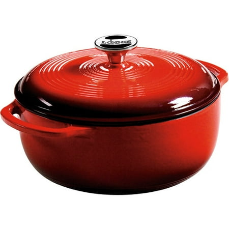 Lodge Enameled Cast Iron 4.5-Quart Dutch Oven, Red,