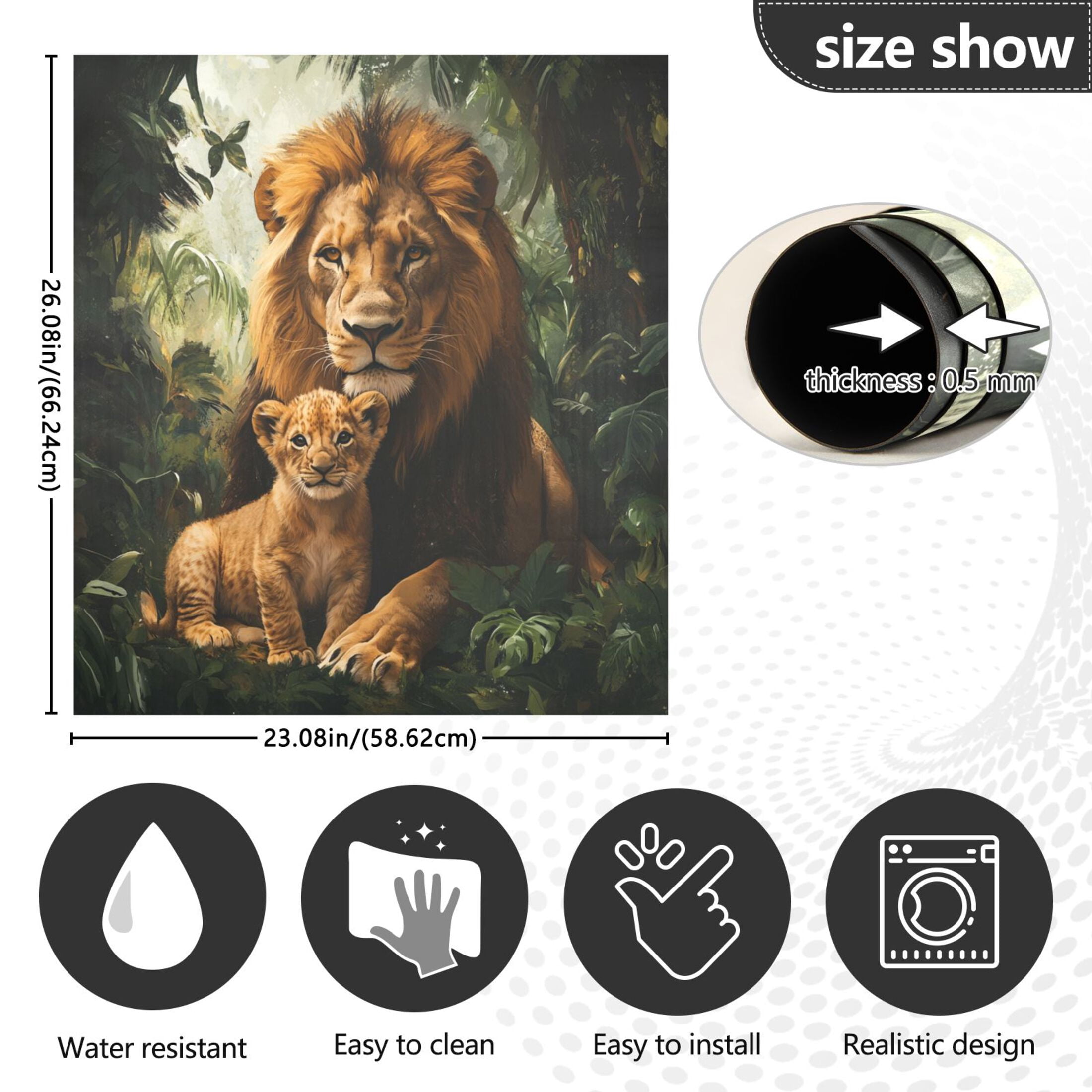 Dishwasher Magnetic Sticker 23x26 Inch Refrigerator Magnetic Sticker Washing Machine Magnetic Sticker Kitchen Panel Magnetic Sticker Home Decor Beautiful Brown Lions