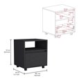 thumbnail image 7 of Cterwk Wood Beside Table with Wheels and 1 Open Shelf, 1 Drawer Nightstand for Home, Bedroom, Black, 7 of 7