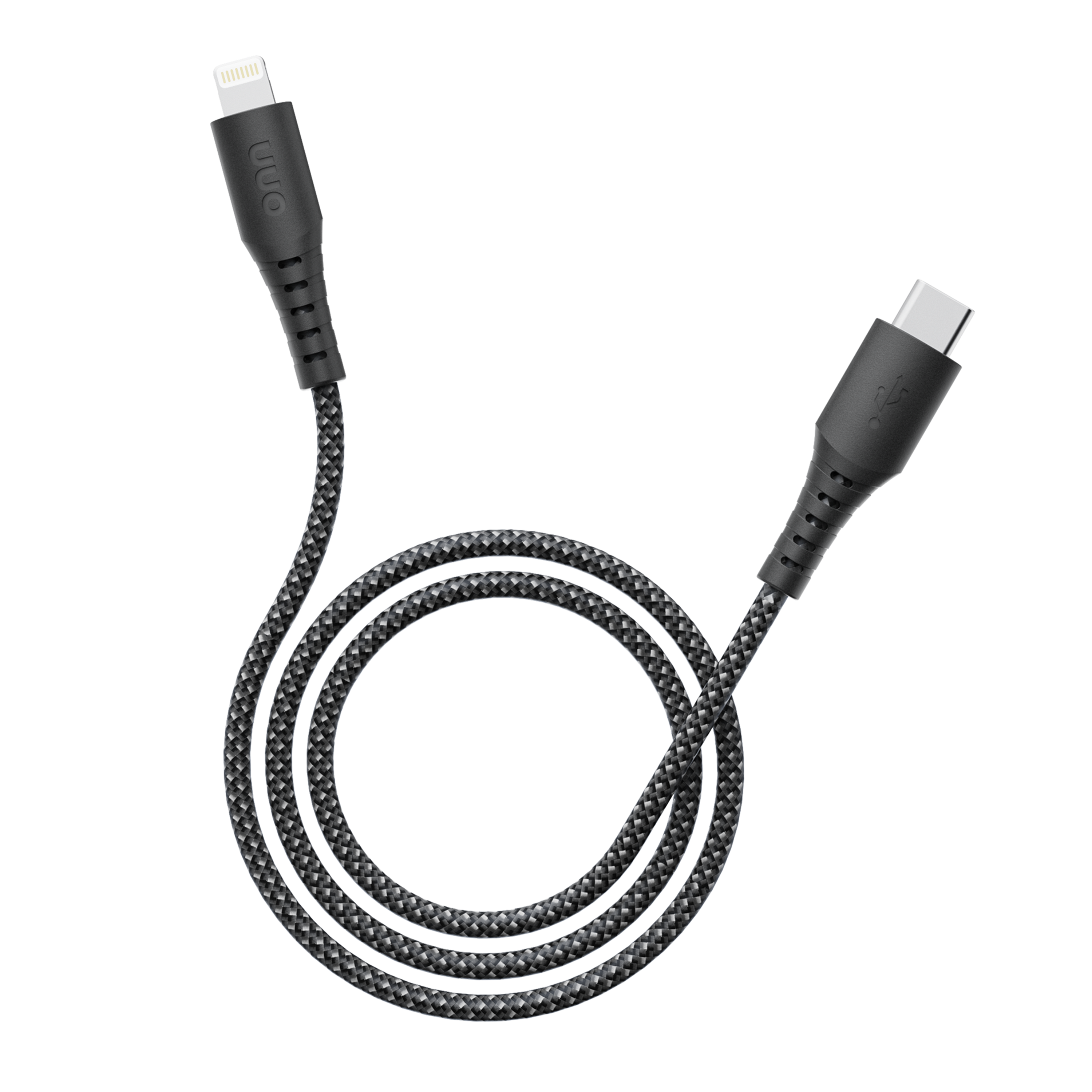 onn 6ft Lightning to USB-C Braided Charging Cable, Black photo 1