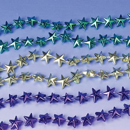(Price/Dozen) OD258 Mardi Gras Star Bead Necklaces