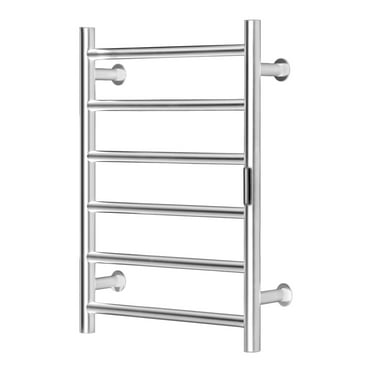 KFFKFF Wall-Mounted Towel Warmer with 6 Bars, Bathroom Towel Heating Rack, IPX5 Waterproof, Timer & LED Screen, 5 Temperature Settings, Silver