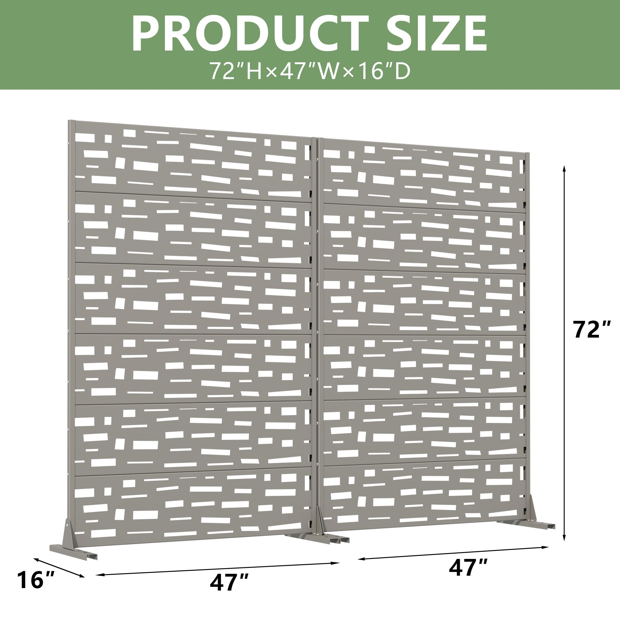 Privacy Metal Screen Fence Panel Horizontal Stripe Pattern