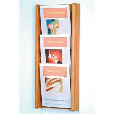 Espositore A Parete Per Riviste Wooden Mallet - 8 Tasche In Rovere Massello E Acrilico - 53x8x85 Cm