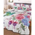 thumbnail image 3 of Quilts Twin Size Bedding Set, Pink Spring Floral Lightweight Quilted Comforter, Watercolor Birds Farmhouse Elegant Soft Reversible Bedspread Coverlet with Pillow Covers for All Season, 68" x 86", 3 of 7