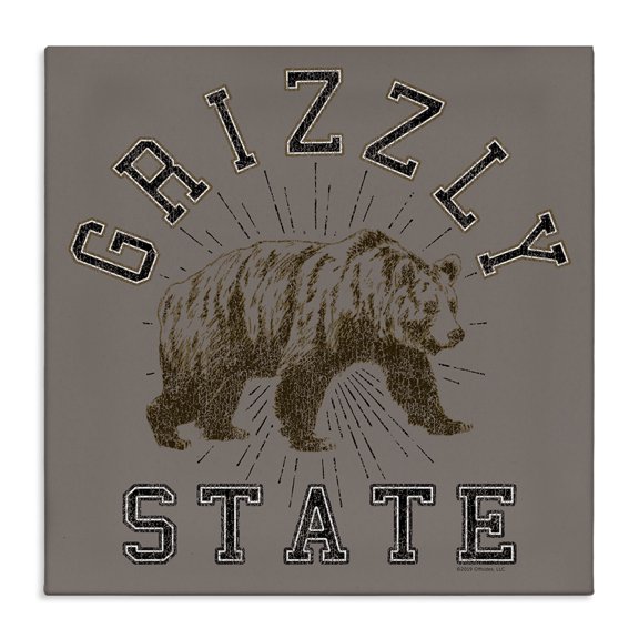 Stupell Industries Grizzly State Vintage Novelty & Humor Painting Wrapped Canvas Art Print Wall Art, 17 x 17