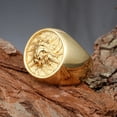 thumbnail image 4 of Mens Lion Head Ring Titanium Steel Geometric Handmade European American Travel Souvenir Gold Black Gift Bold Design, 4 of 4