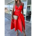 thumbnail image 1 of 2024 Casual Été Femmes Robe V Cou Sans Manches Dos Solide Creux Taille Patchwork Parti Robes Minces, 1 of 7